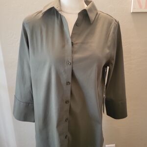 Chico's Olive Green Button-Down Shirt